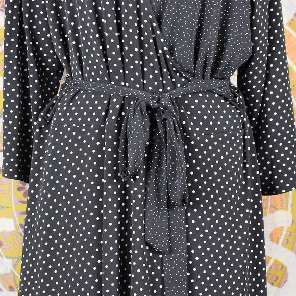 Leota Polka Dot Belted Faux Wrap Long Sleeve Dress - Picture 5 of 15